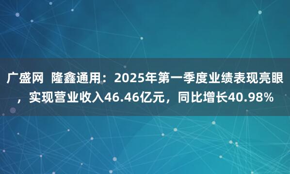 广盛网  隆鑫通用：2025年第一季度业绩表现亮眼，实现营业收入46.46亿元，同比增长40.98%