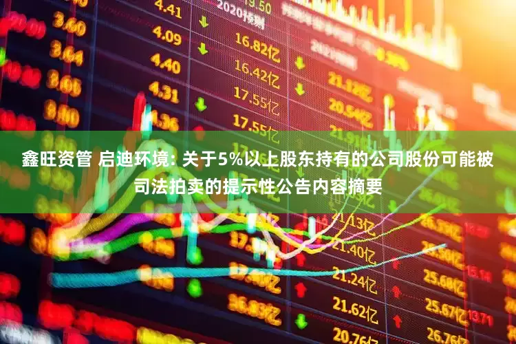 鑫旺资管 启迪环境: 关于5%以上股东持有的公司股份可能被司法拍卖的提示性公告内容摘要